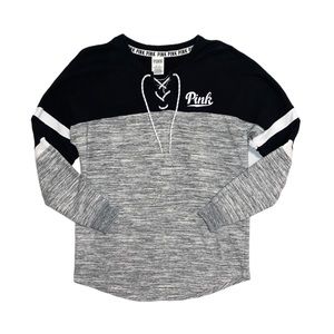 PINK Victoria's Secret Black And Grey Long Sleeve Sweatshirt X-Small